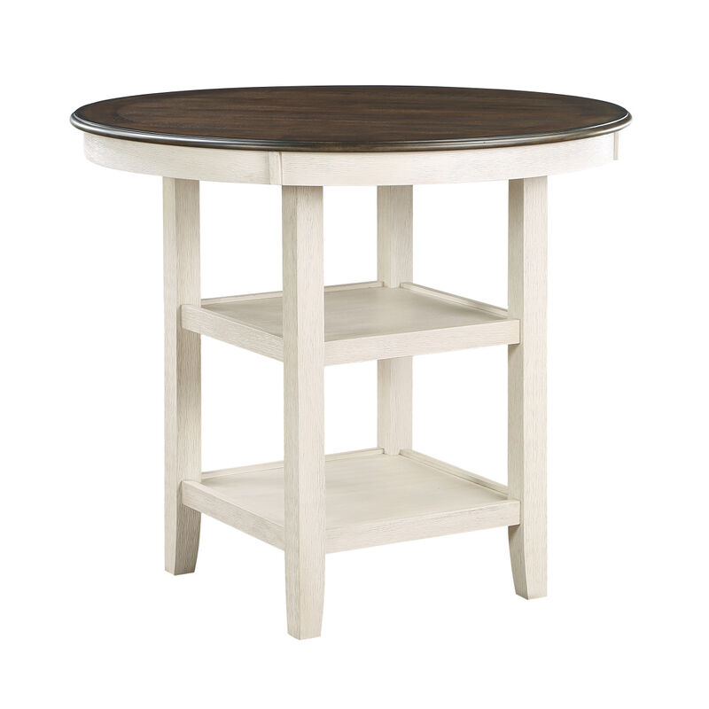 1 Piece Counter Height Table With 2X Display Shelves Transitional Style Furniture