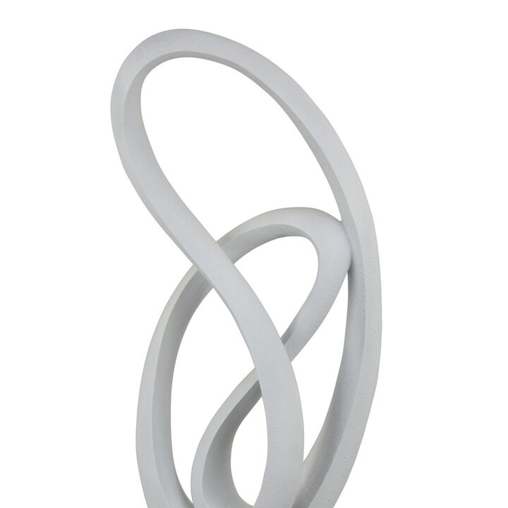Bob Accent Tabletop Decor, Abstract Sculpture, White Resin, 36 Inch - Benzara