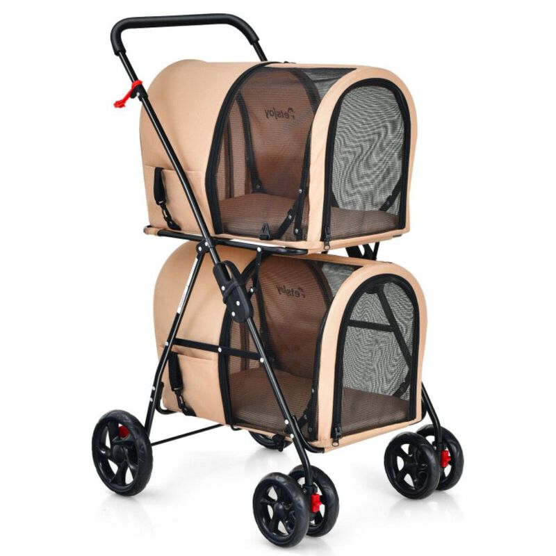 Hivvago 4-in-1 Double Pet Stroller with Detachable Carrier and Travel Carriage