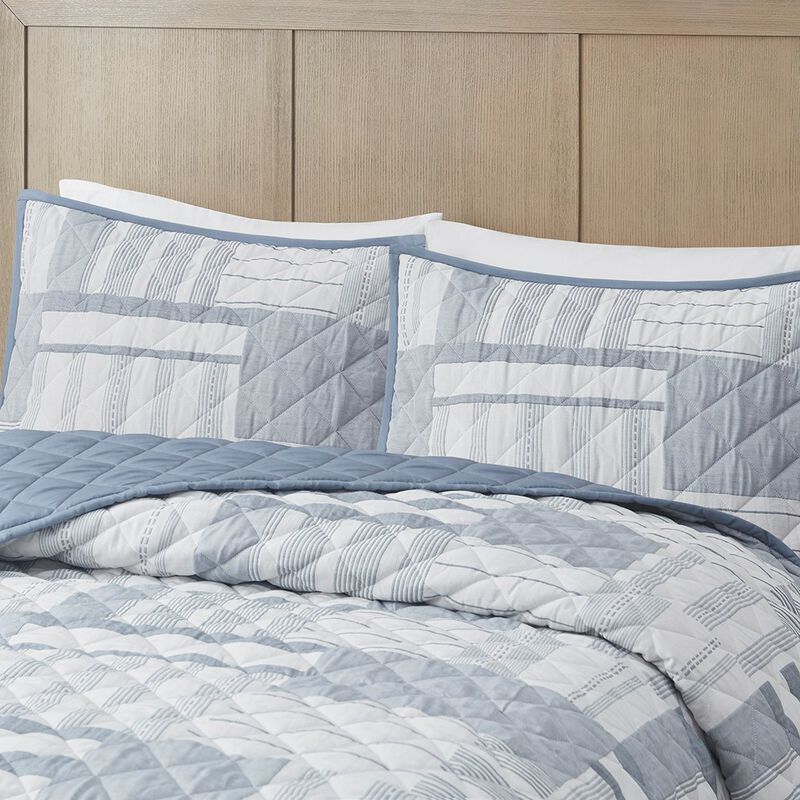 Gracie Mills Fletcher 3 Piece Jacquard Patchwork Quilt Set