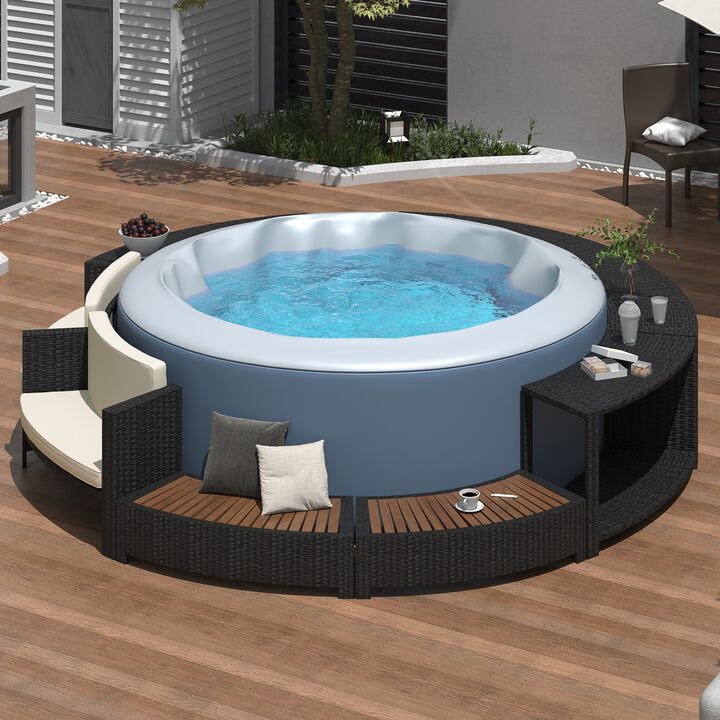 Merax Spa Frame Patio Rattan Sofa Set