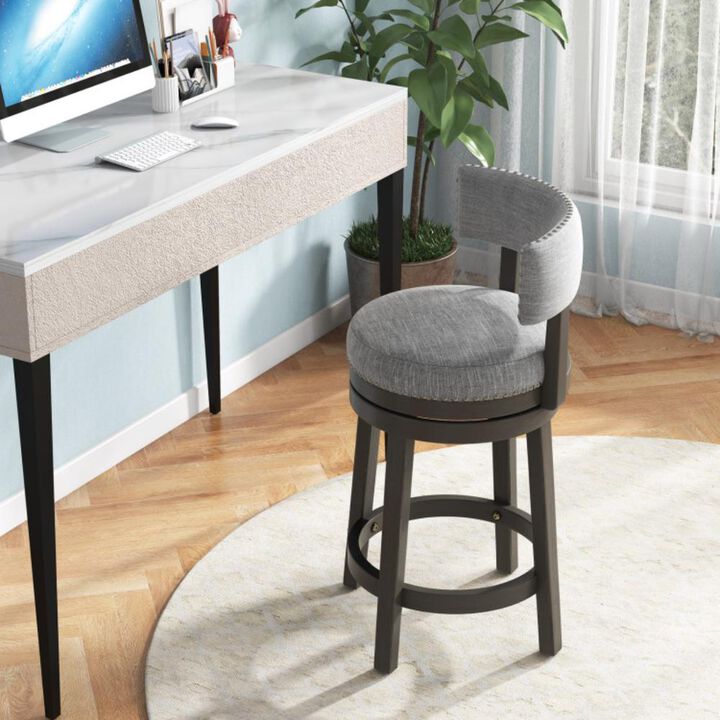 Hivvago 27/31 Inch Swivel Bar Stool with Upholstered Back Seat and Footrest