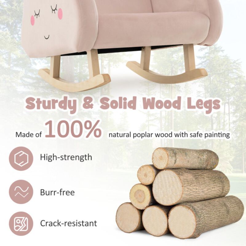 Hivvago Upholstered Toddler Rocker with Solid Wood Legs and Non-slip Foot Pads