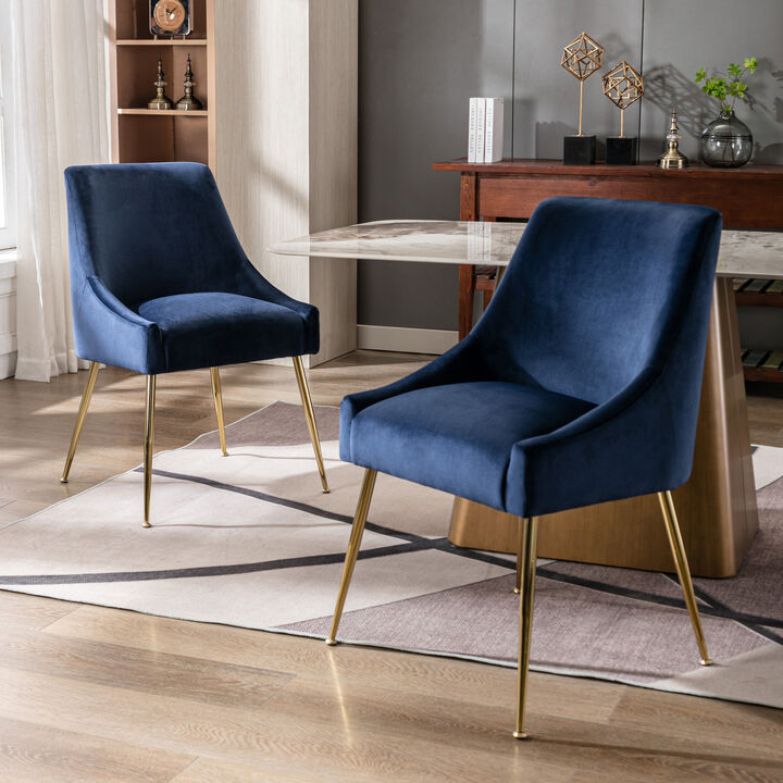 WestinTrends Upholstered Velvet Accent Chair With Metal Leg (Set of 2)