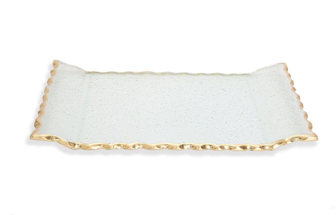 Glass Oblong Tray with Gold Edge