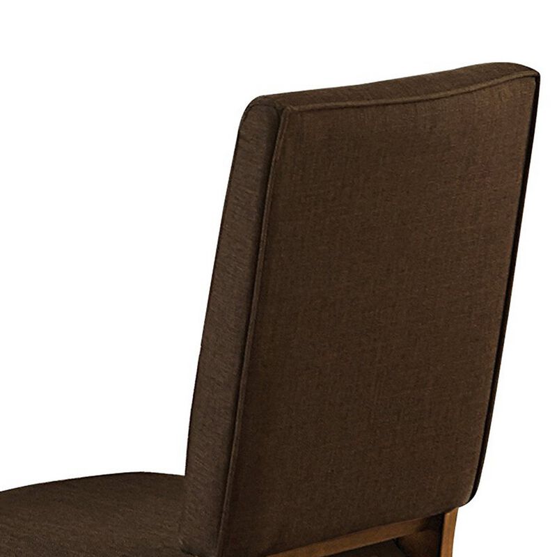 Wood & Fabric Dining Side Chair With Comfortable Padding, Set of 2-Benzara