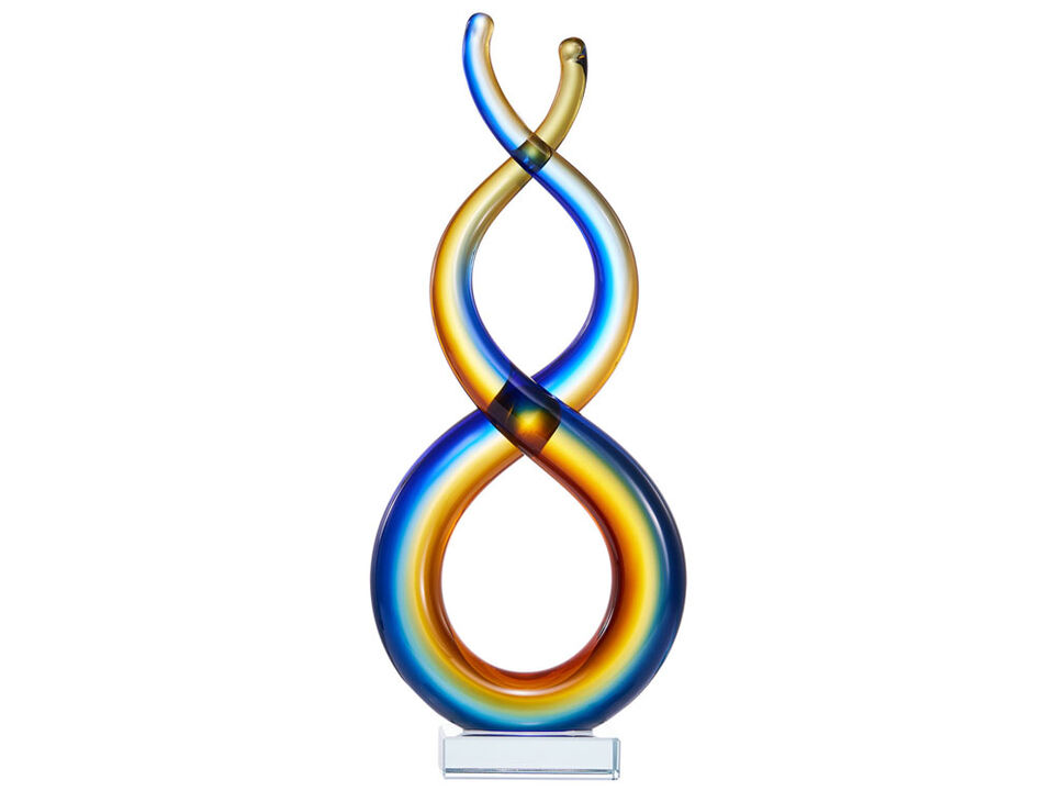 Hand Blown Wave Sommerso Art Glass Scultpure