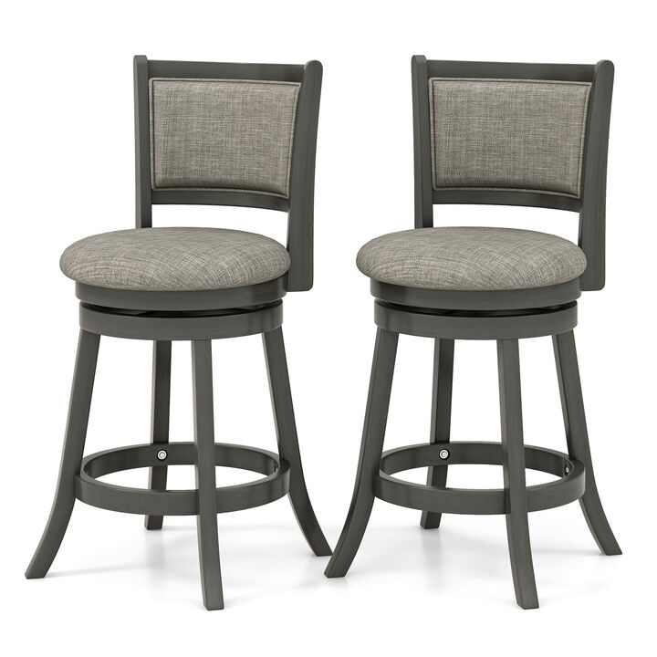 Set of 2 Swivel Bar Stools with Comfortable Seating for Kitchen Island & Home Bar