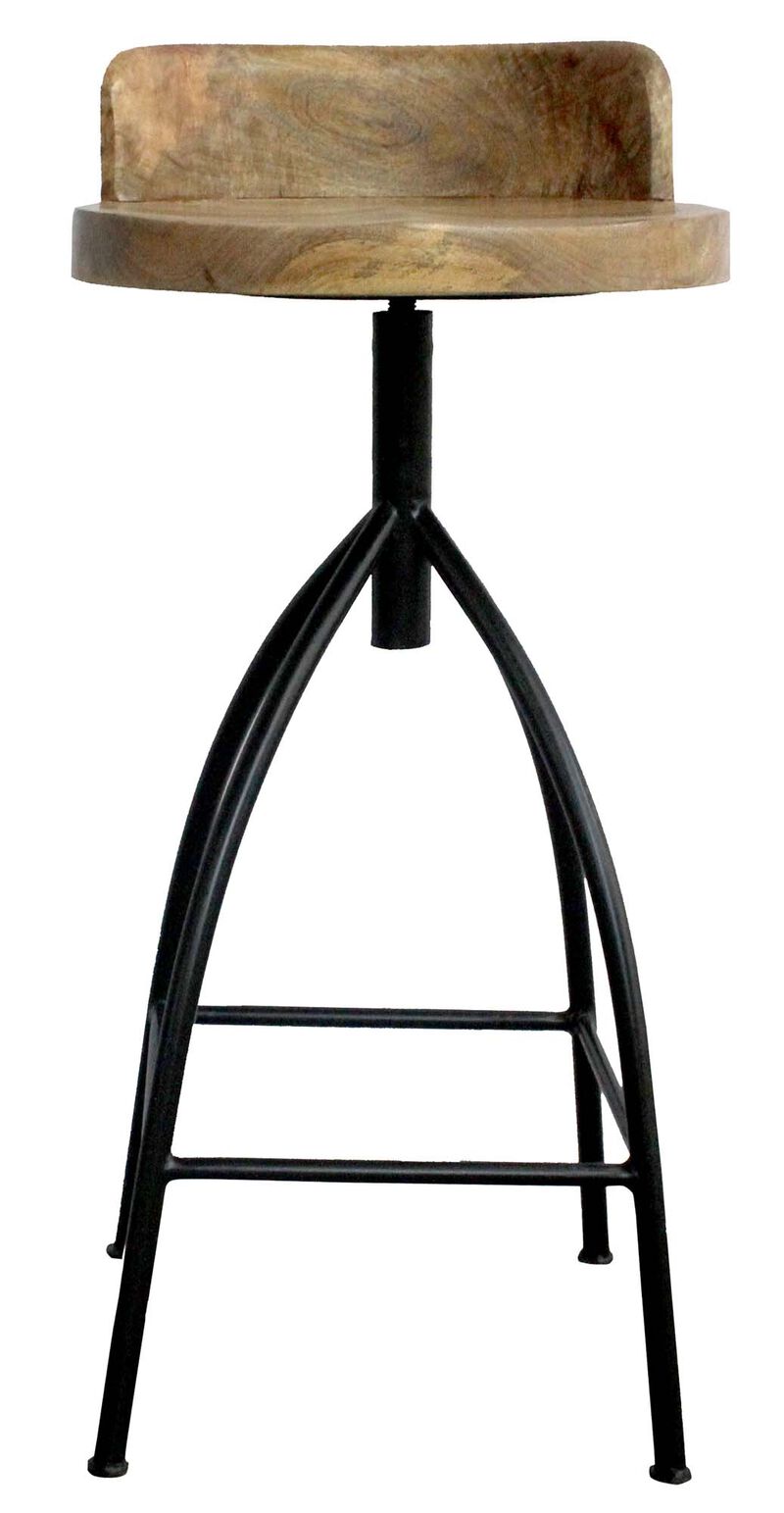 30-35 Inch Industrial Style Adjustable Swivel Bar Stool With Backrest-Benzara