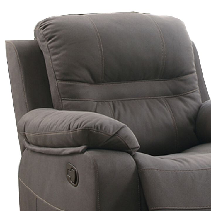 Leatherette Rocker Recliner In Gray-Benzara