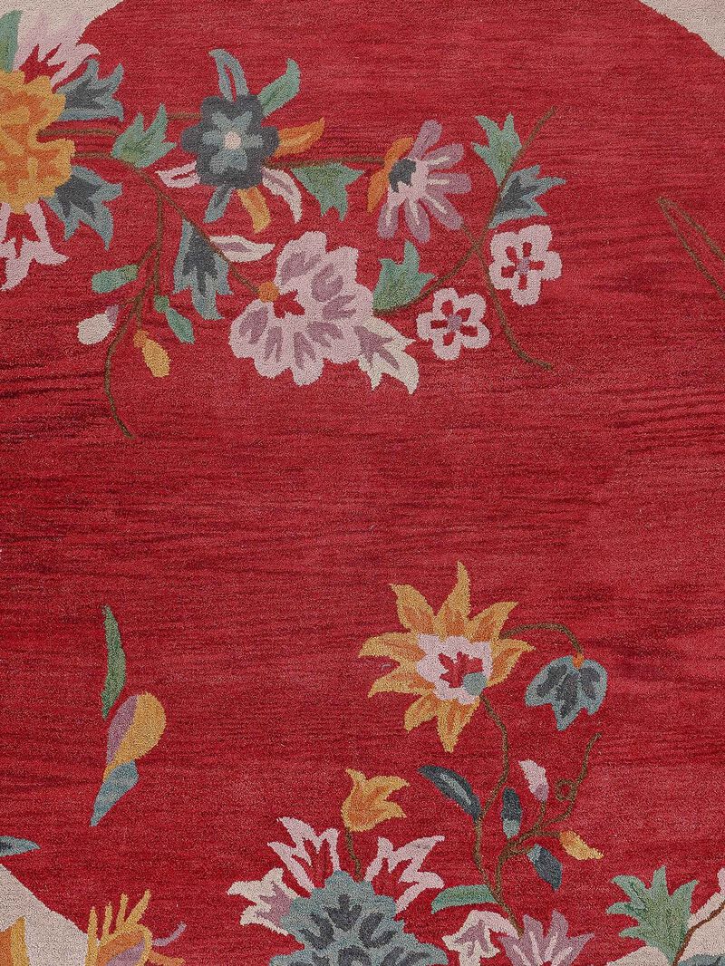 RUGSOTIC CARPETS HAND TUFTED WOOL ECO-FRIENDLY AREA RUGS  - 10'x10', Round Shape, Red & Camel, Floral Modern Design, High Pile  Handmade Anti Skid Area Rugs for Living Room, Bed Room (K00685)