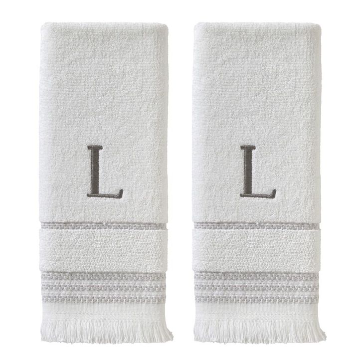 SKL Home By Saturday Knight Ltd Casual Monogram Hand Towel Set L - 2-Count - 16X26", White