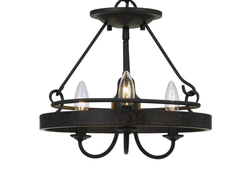 60 X 3 Watt Metal Frame Pendant with Hardwired Switch, Textured Gray - Benzara