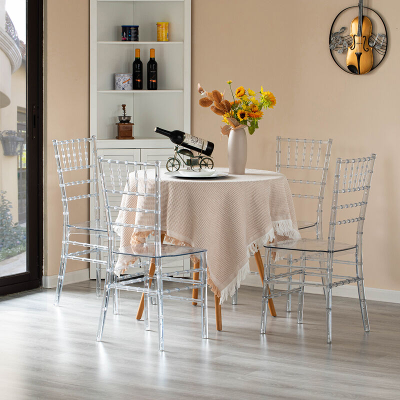 Modern Acrylic Stackable Chiavari Dining Chair, Clear Party Chair, Crystal Acrylic Chair for Events and Weddings, Single