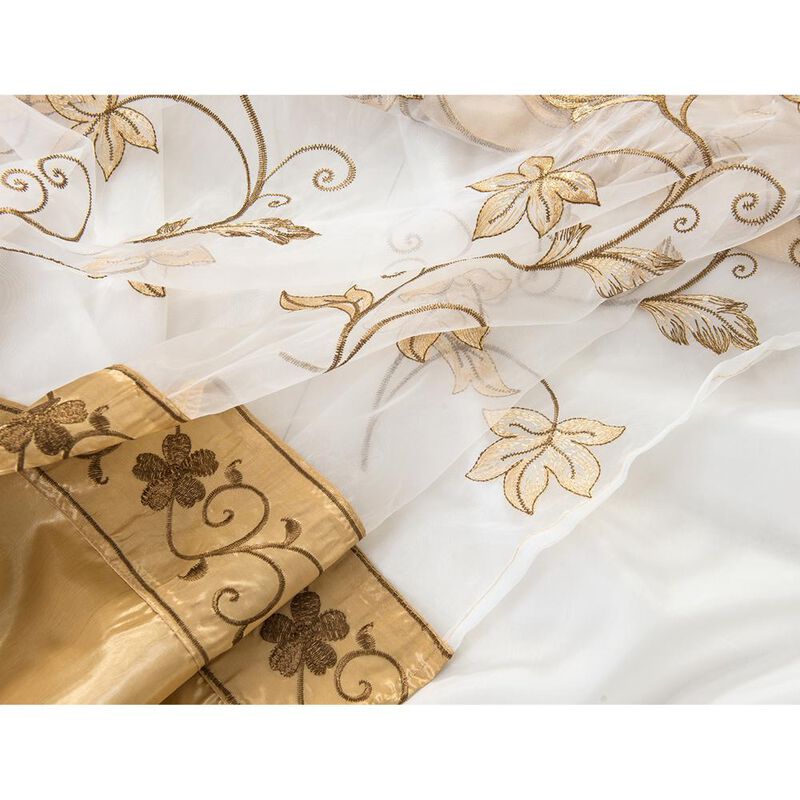 Pia Embroidered Panel With Double Valance 54'' x 90'' Silver
