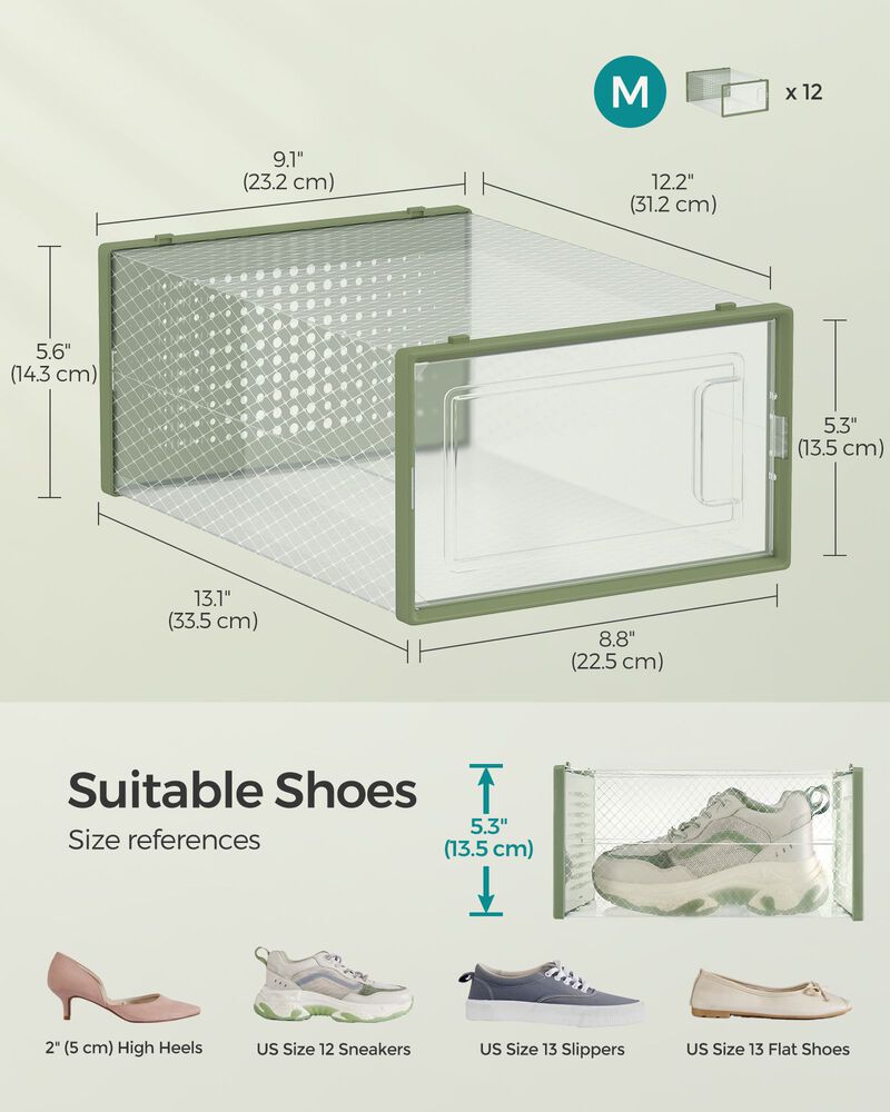 Pack of 18 Stackable Shoe Storage Organizers - Practical Shoe Boxes for Organized Spaces