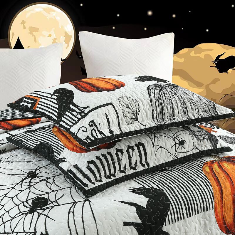 Marcielo 3 Pcs Halloween Themed Quilt Bedspread Set Queen