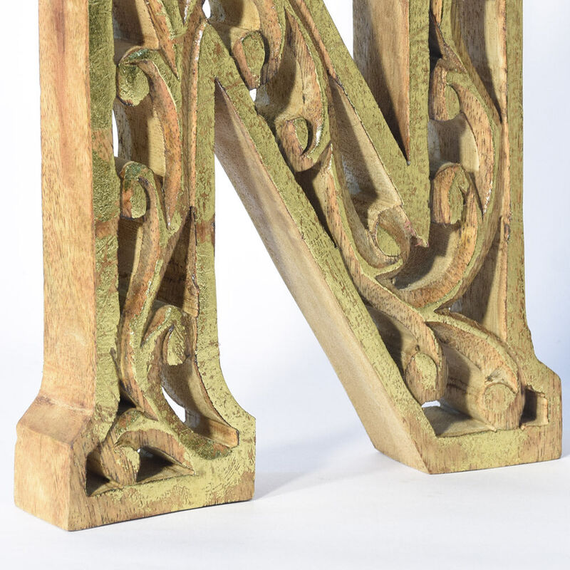 Vintage Natural Gold Handmade Eco-Friendly "N" Alphabet Letter Block For Wall Mount & Table Top Décor