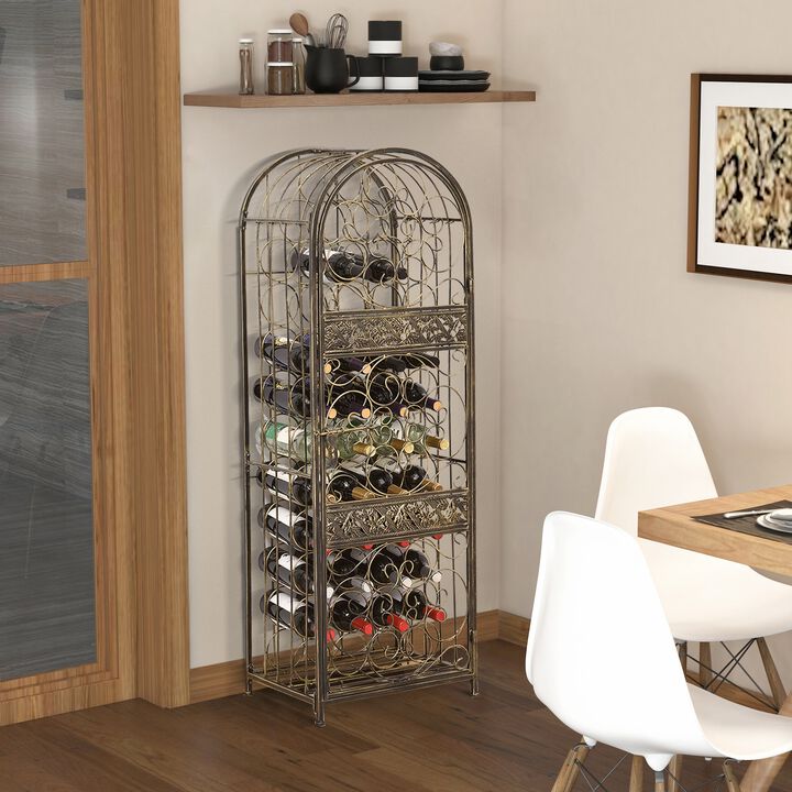 Antique Bronze Cellar: 45-Bottle Floor Wine Rack with Locking Door