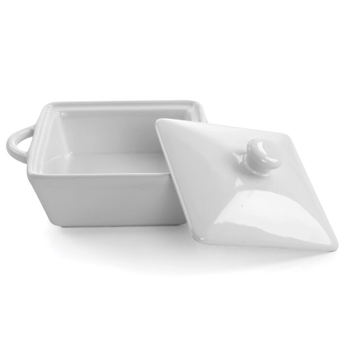 Martha Stewart Stoneware Casserole with Lid in White