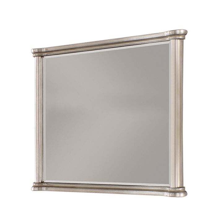 Ada 38 x 45 Rectangular Dresser Mirror, Molded Trim, Pine Wood, Brown-Benzara