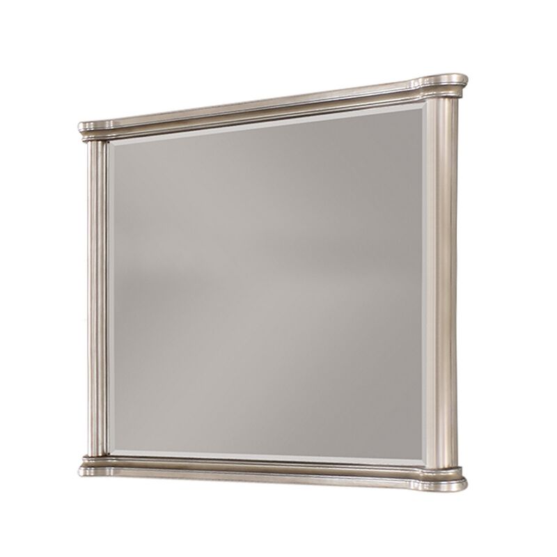 Ada 38 x 45 Rectangular Dresser Mirror, Molded Trim, Pine Wood, Brown-Benzara