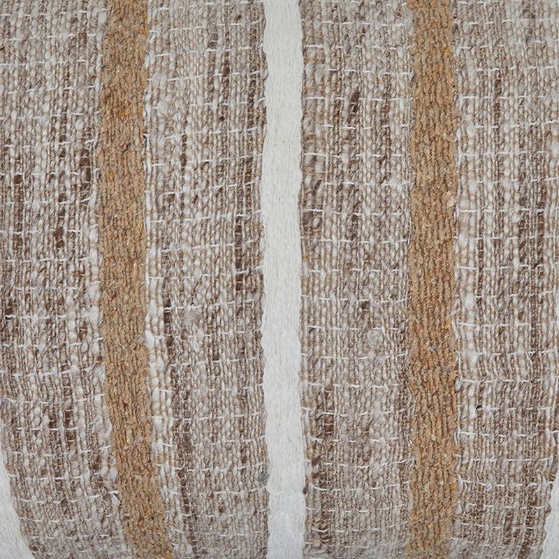 Ishy 14 x 22 Lumbar Accent Pillow Set of 4, Stripe Design, Brown White -