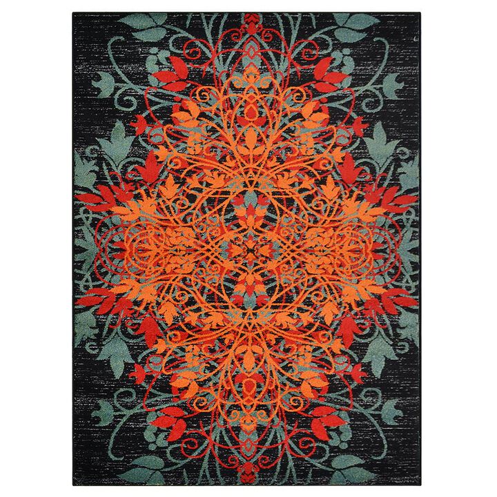 RUGSOTIC CARPETS MACHINE MADE HEATSET POLYPROPYLENE AREA RUGS  - 6'x9', Rectangle Shape, Multicolor Color, Floral Modern Design, Midium Pile Machine Made Area Rugs for Living Room (M00012)