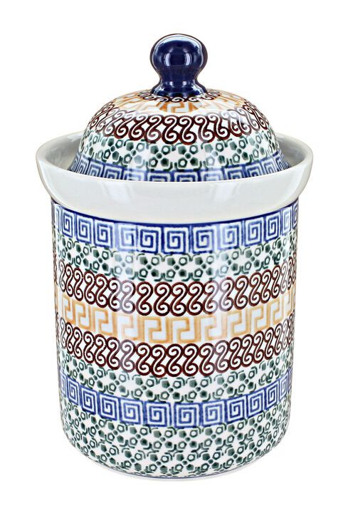 Blue Rose Polish Pottery Mardi Gras Small Canister