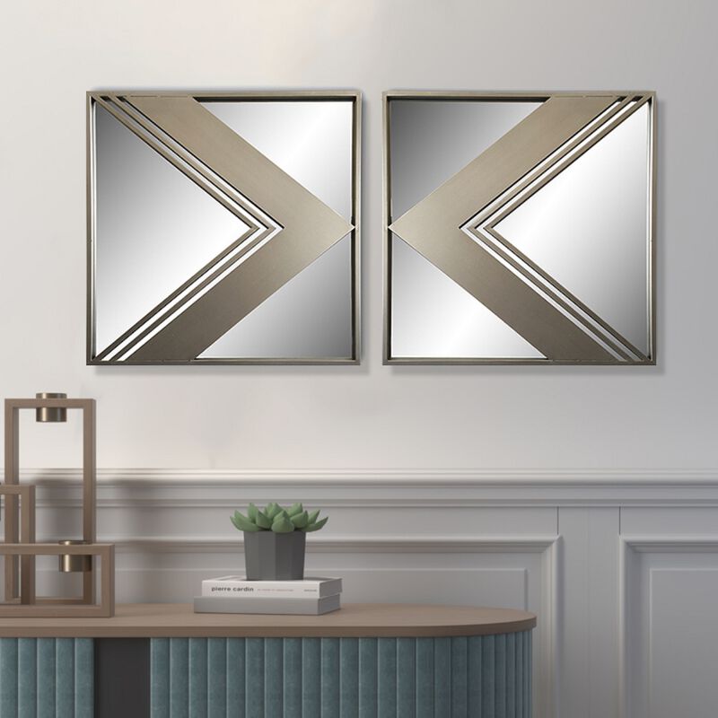 set of 2pcs metal wall decorative mirrors