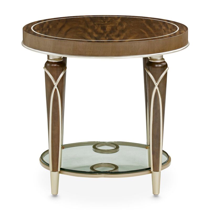 Michael Amini Villa Cherie End Table - Hazelnut