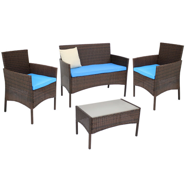 Sunnydaze Dunmore Rattan 4-Piece Patio Furniture Set
