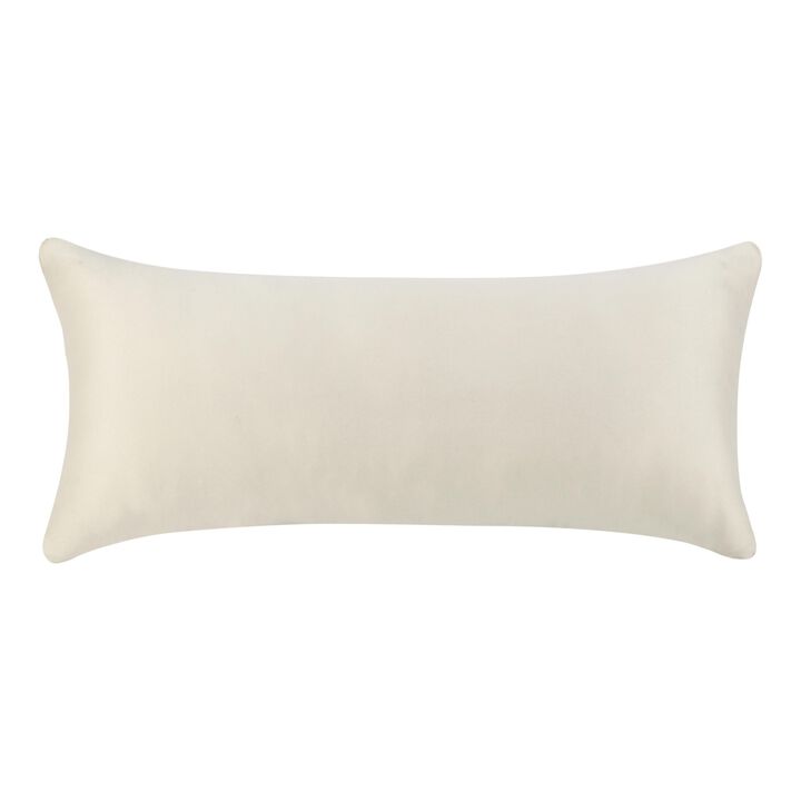 Ruff Lumbar Accent Throw Pillow, 16x36, Textured Ivory Recycled Fabric - Benzara