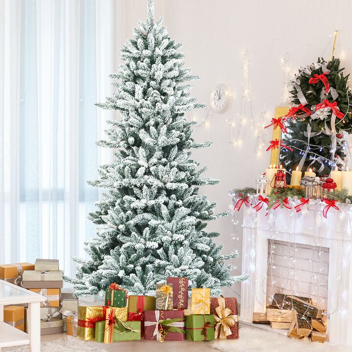 Snow Flocked Slim Artificial Christmas Fir Tree