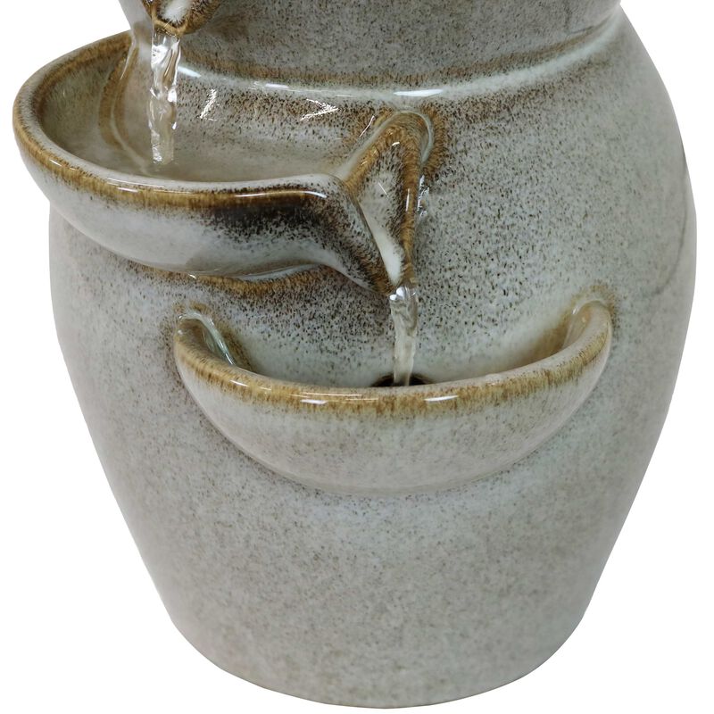 Sunnydaze Cascading Side Tiers Ceramic Indoor Water Fountain - 8 in