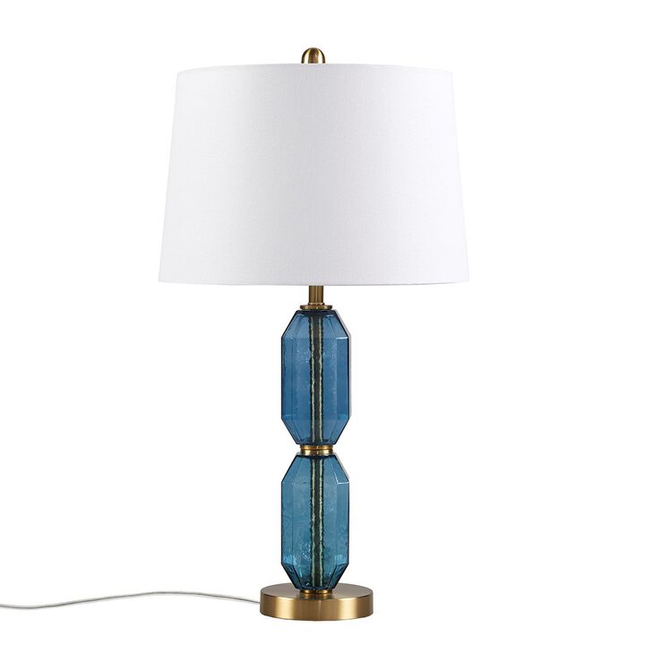 Gracie Mills Roxanne Modern Faceted Brown Glass Table Lamp with 9W LED Bulb