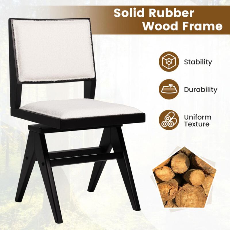 Hivvago Swivel Wooden Dining Chair Set of 2 with Rubber Wood Frame and Padded Seat-Black