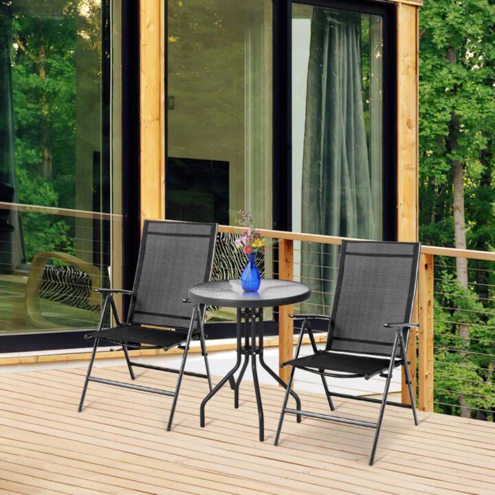 Hivvago Set of 2 Adjustable Portable Patio Folding Dining Chair Recliners-Black