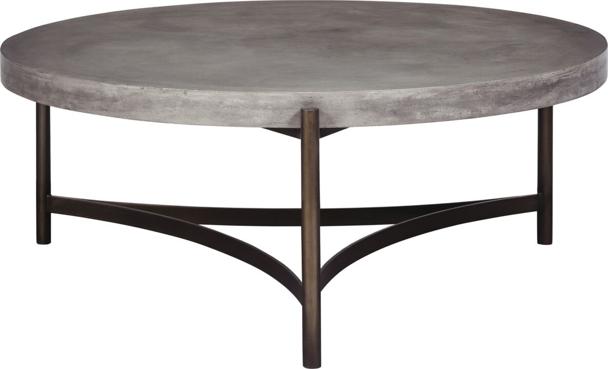 Lyon Round Natural Concrete and Metal Coffee Table