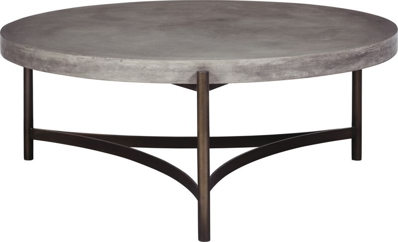 Lyon Round Natural Concrete and Metal Coffee Table