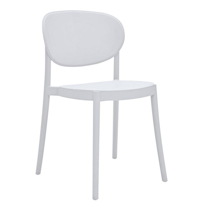Heem 19 Inch Side Dining Chair Set of 4, Armless, Indoor Outdoor, White - Benzara