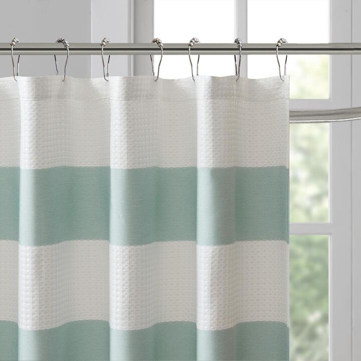Belen Kox Aqua Waffle Weave Shower Curtain, Belen Kox