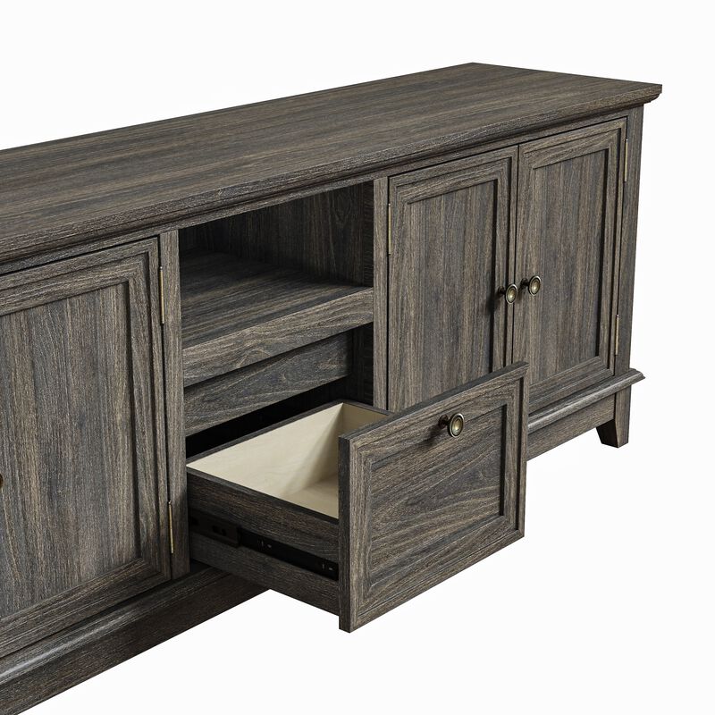 FESTIVO Rustic 72-Inch TV Stand with Adjustable Shelves, Hidden Storage