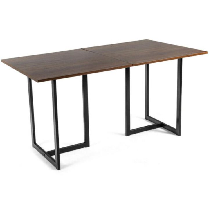 6-Person Industrial Rectangular Dining Table with Sturdy Frame for Kitchen