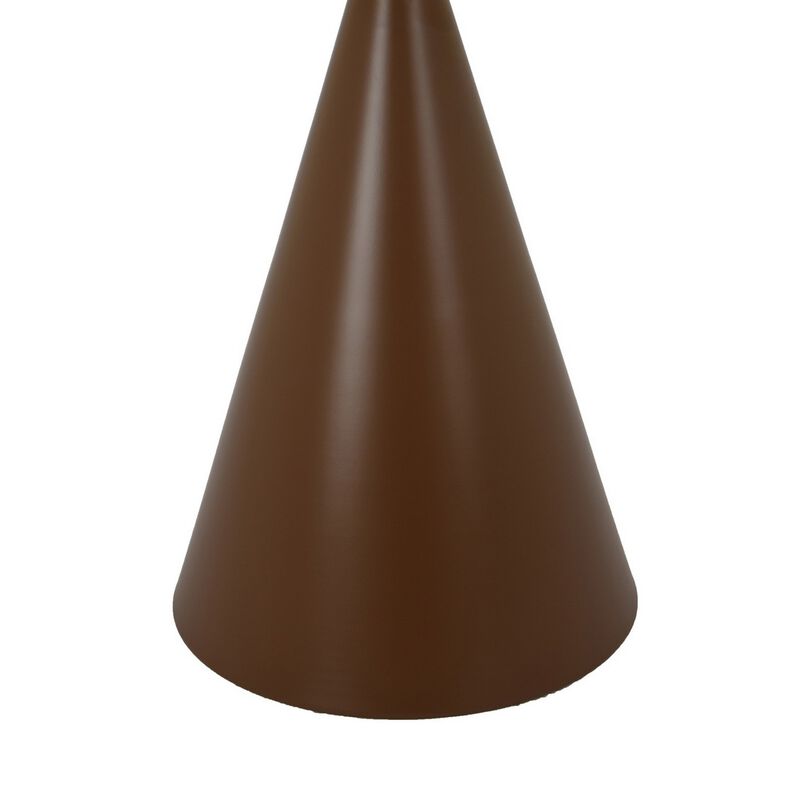 Jammy Plant Stand Table, Round 16 Inch Top, Brown Metal Cone Base - Benzara