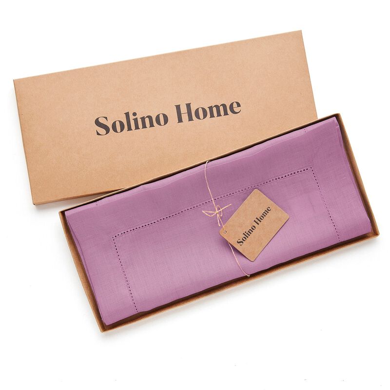 Solino Home 100% Pure Linen Table Runner | Classic Hemstitch for Valentines