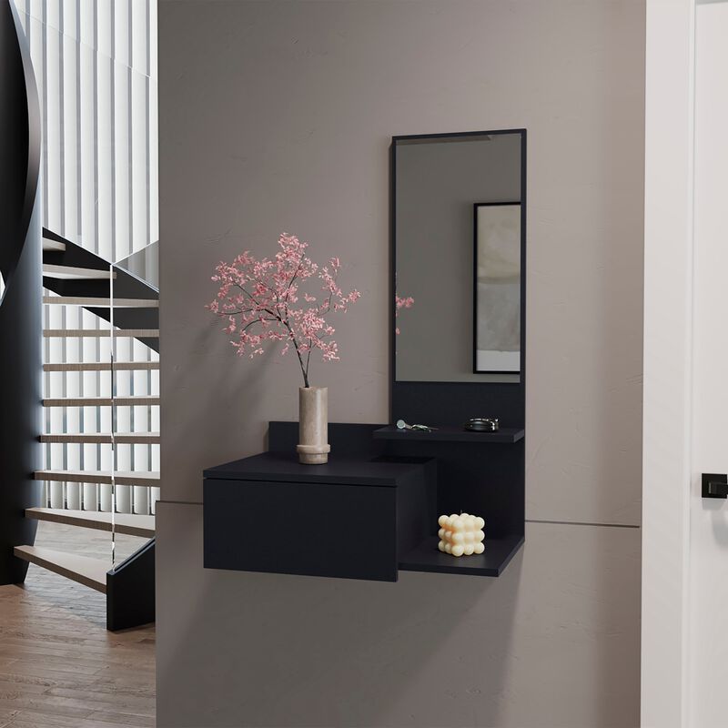 Floating Hallway Cabinet Lowell, Living Room, Black