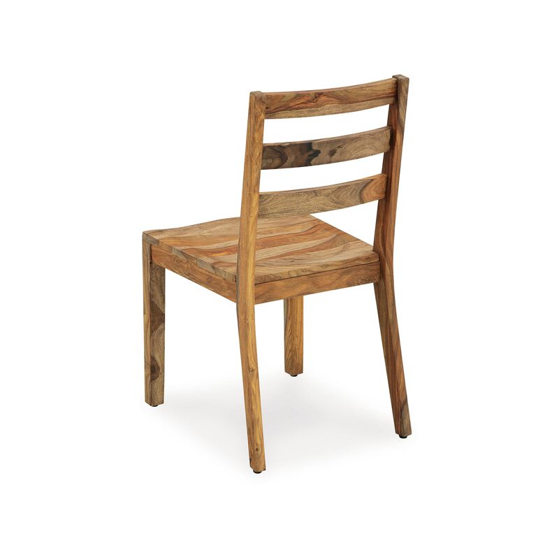 Donni Dining Side Chair Set of 2, Ladder Back, Natural Sheesham Wood - Benzara