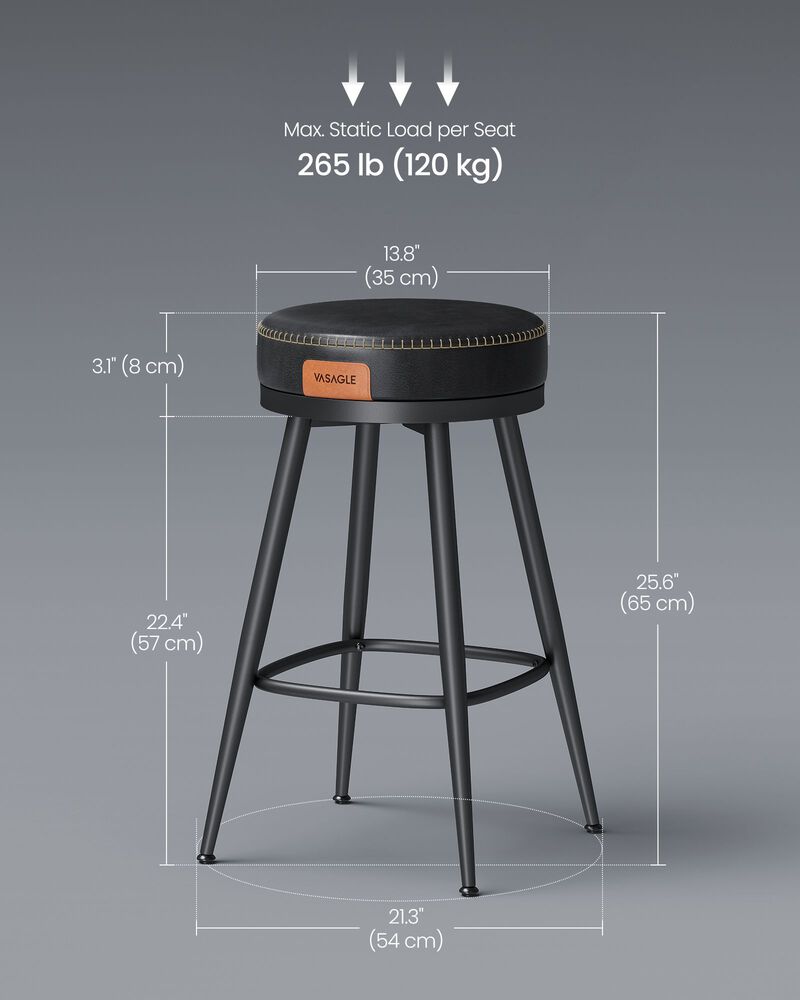 Bar Stools Set of 2, 25.6-Inch Tall