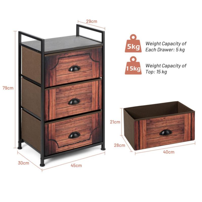 Hivvago Industrial 3-Layers Fabric Dresser with Fabric Drawers and Steel Frame